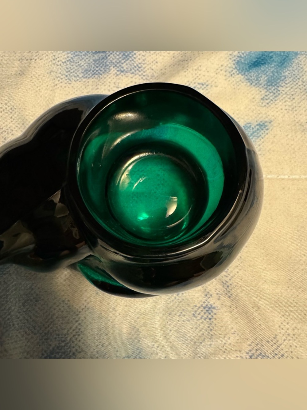 Indiana Glass Emerald Green Heavy Glass Sleeping Cat Votive Candle Holder - Picture 6 of 9